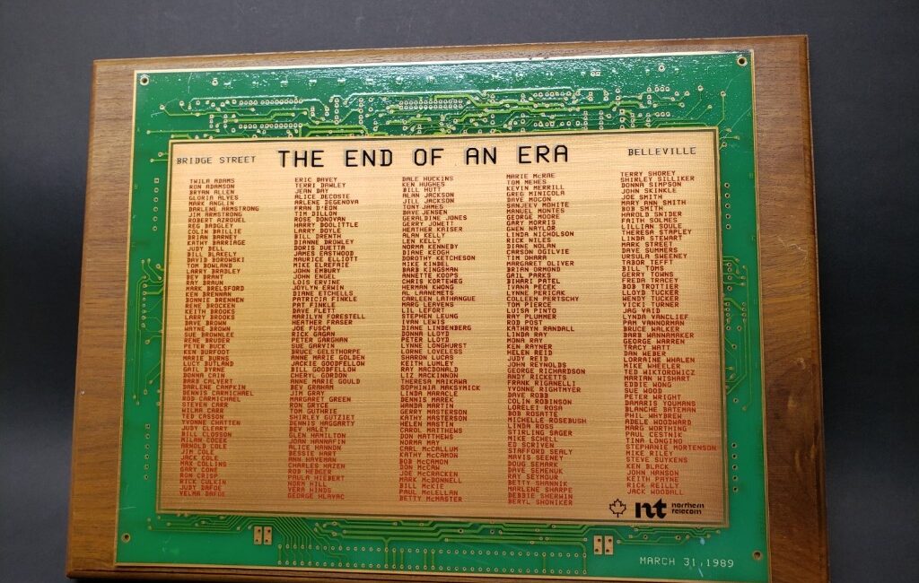 1989 Northern Telecom "THE END OF AN ERA" Plaque