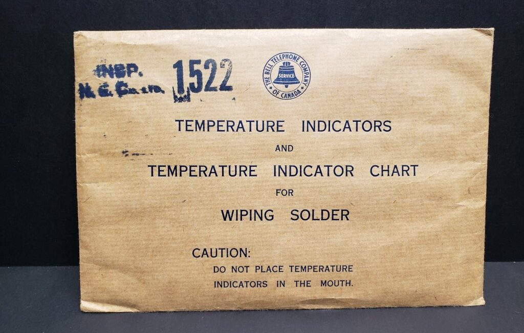 The Bell Telephone Company of Canada Temperature Indicators and Temperature Indicator Chart for Wiping Solder.